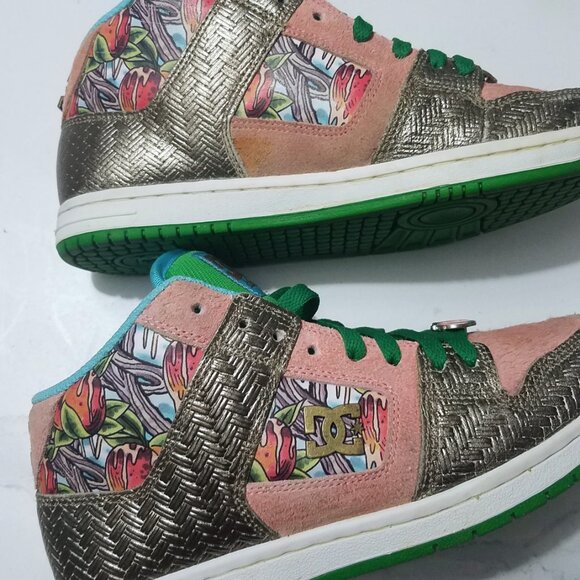 Rare DC x Miami Ink Peach Basket Skate Shoes - Picture 4 of 12